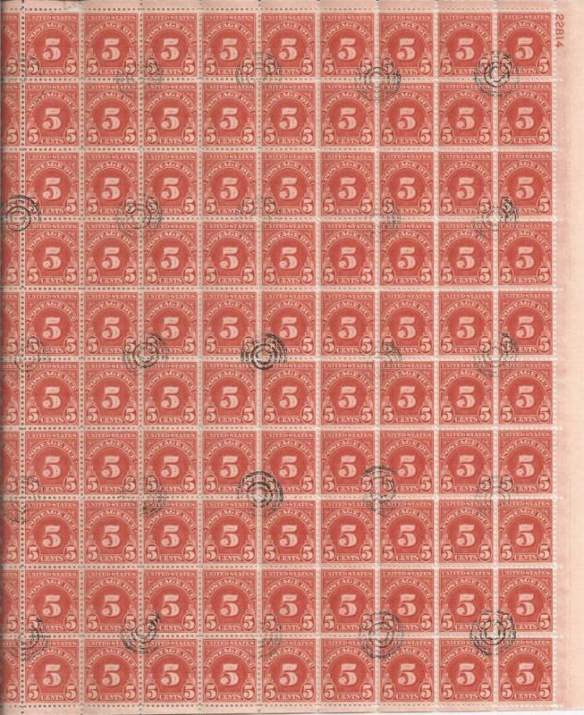 Scott US J83 5¢ postage due - bullseye precancel & full gum