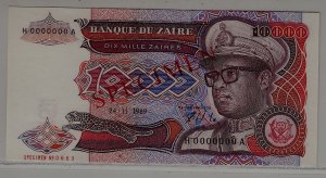 Zaire P-38 unc. banknote/ Specimen