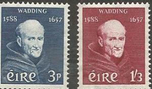 IRELAND 163-164, HINGED PAIR OF STAMPS, FATHER LUKE WADDING (1588-1657), IRIS...