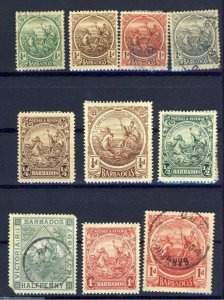 10x  Barbados Mint & used stamps smaller values 1x with corner clip