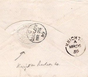 GB Wales LNWR RAILWAY Cover KNIGHTON RAILWAY CO Craven Arms 1d Red 1859 RL128