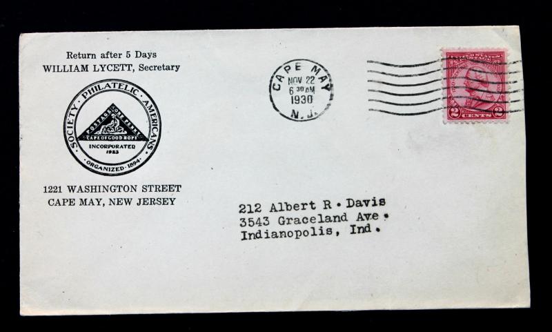 US #689 Early Use on Society Philatelic Americans Cover 1930.