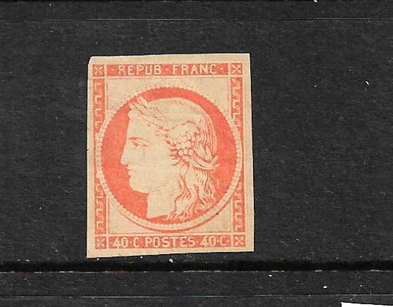 FRANCE  1849-52  40c  RED ORANGE  CERES MLH 4 MARGINS    SG 15