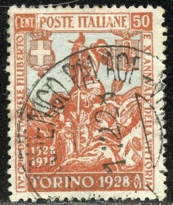 Italy Scott 204 UFH - 1928 Turin Exhibition - SCV $1.25