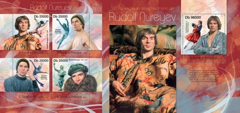 Z08 ST13120ab Sao Tome and Principe 2013 Rudolf Nureyev SET Postfrisch ** MNH