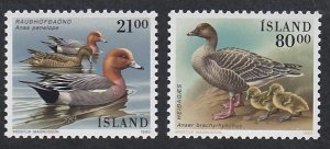 Iceland #  686-687, Birds - Ducks, Mint NH, 1/2 Cat.