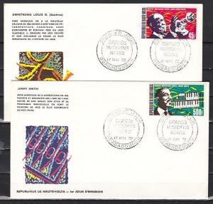 Burkina Faso, Scott cat. 270, C104. Jazz Musicians. First day cover.