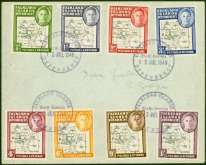 Falkland Is Dep 1946 Set 1st Day Cover SGG1-G8 3d 'Tear Drop' SGG4e Fine, Att...