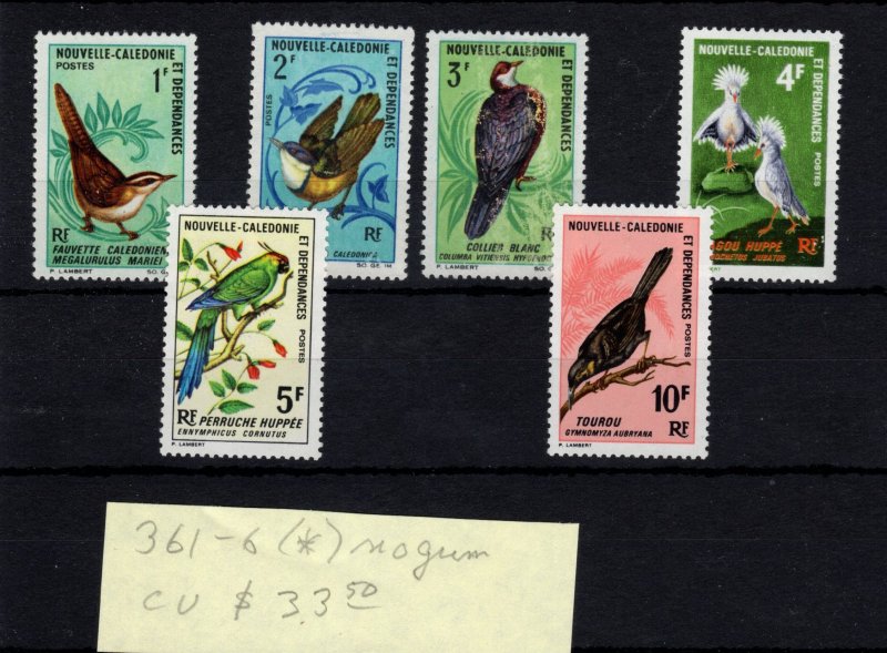 New Caledonia #361-366 No Gum MH - Stamp CAT VALUE $33.50