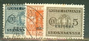 GR: Eritrea J15,17,21-23 used; J16,18-20,24-5 mint CV $82; scan shows only a few