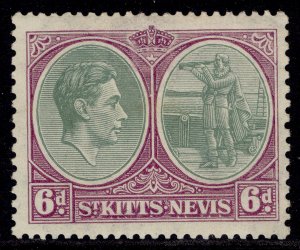 ST KITTS-NEVIS GVI SG74, 6d green & bright purple, M MINT. Cat £13.