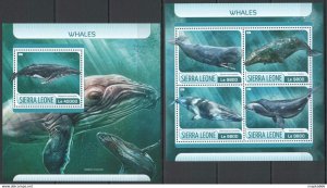 2017 Sierra Leone Whales Marine Life Fauna #8585-8+Bl1247 ** Fd0186