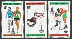 Gabon C235-C237,C237a,MNH.Michel 733-735,Bl.39. Olympics Moscow-1980.Pole vault,
