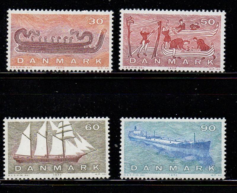 Denmark Sc 472-5 1970 Ships stamp set mint NH