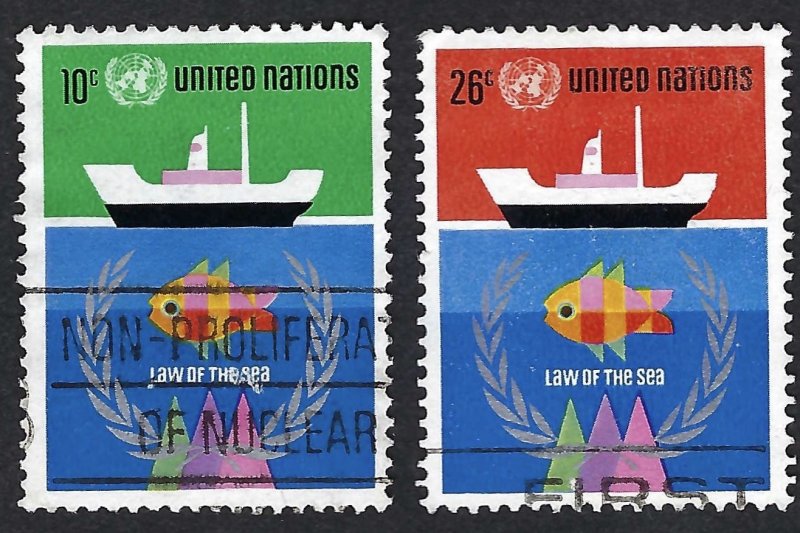 United Nations #254-255 10¢ & 26¢ Law of the Sea Conference (1974). Used.