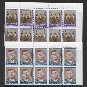 Ajman 19-26 MNH  Kennedy cpl set x 10, f-vf, see desc. 2020 CV$ 117.50