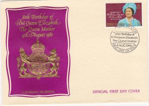 Cayman Islands 443 Set FDC Queen Mother Birthday (B)