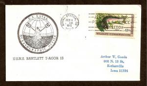 NAVAL COVER - U.S.N.S. BARTLETT - OCEANOGRAPHIC - 2-8-72