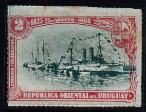 1908 Uruguay Independence & Ship Boat Cruiser Montevideo error variety color