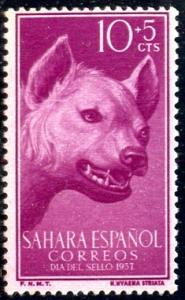Striped Hyena, Spainish Sahara stamp SC#B43 Mint