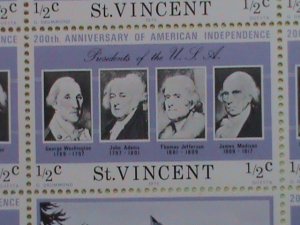 ST.VINCENT STAMP: 1975 200TH ANNIV: AMERICAN INDEPENDENCE-MNH-STAMP FULL  SHEET