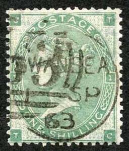SG89 1/- Green small letters Cat 300 pounds