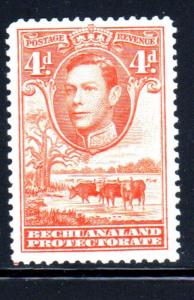 BECHUANALAND  PROTECTORATE #129  1938  4P  GEORGE VI    MINT  VF LH  O.G