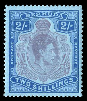 Bermuda #123 (SG 116e) Cat£14, 1938-53 2sh ultramarine and red violet, perf....