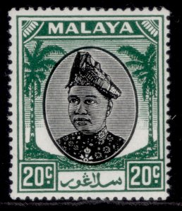 MALAYSIA - Selangor GVI SG101, 20c black & green, NH MINT. Cat £10.