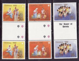 Fiji-Sc#477-9-unused NH set in gutter pairs-Christmas-1982-