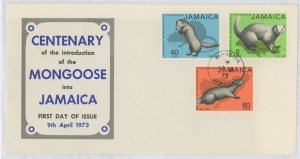 Jamaica 366-368 1973 Mongoose Introduction. Animals. Fauna. U/A FDC.