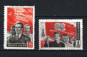 RUSSIA/USSR 1950 LABOR DAY 1 MAY SET OF 2 STAMPS MLH/OG