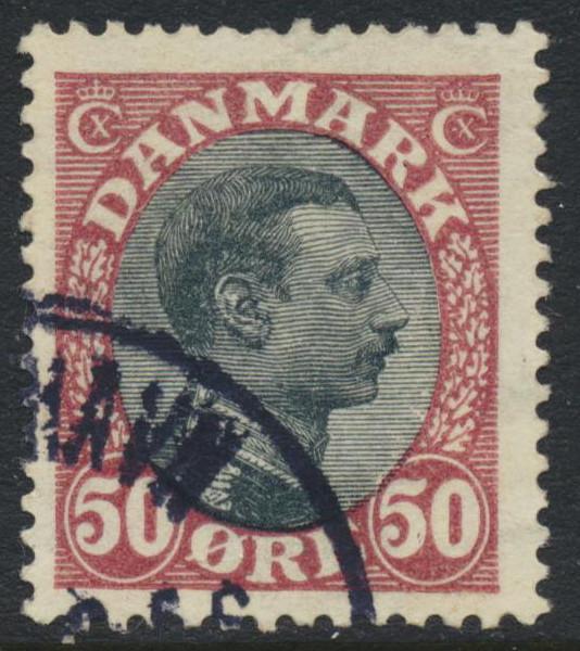 Denmark Scott 121 (AFA 106), 50ø claret/black Chr. X, F-VF U