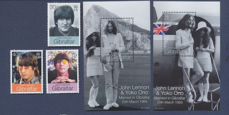 GIBRALTAR - Scott 802-806 - MNH set & S/S  - John Lennnon & Yoko Ono - 1999