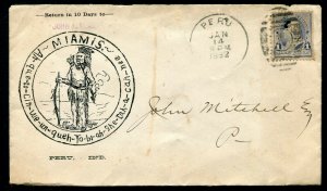 1892 Miami Nation of Indians - Peru, Indiana to Local - Scarce Cover - Damaged