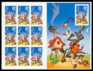 Scott 3391 33c Road Runner Mint Sheet of 10 VF NH Normal Variety Cat $10