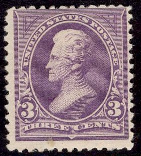 US Stamp #253 3c Purple Jackson MINT Hinged  SCV $120.00 (Small Part OG)