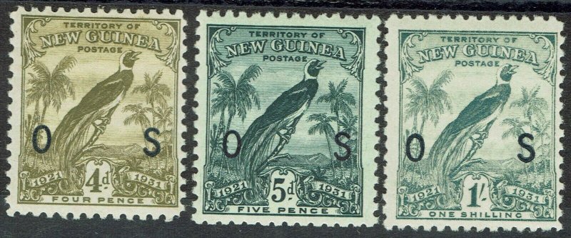 NEW GUINEA 1931 DATED BIRD OS 4D 5D AND 1/-