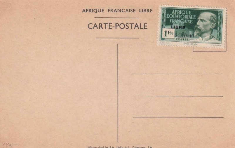 French Equatorial Africa, Libe 24-10-40 Overprint, Sc #130 on Card (45713)