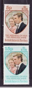 British Antarctic Territory-Sc#60-1- id2-unused NH set-Royal Wedding-Princess An