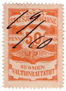 (I.B) Finland Railways : Parcel Stamp 50p (State Railway)