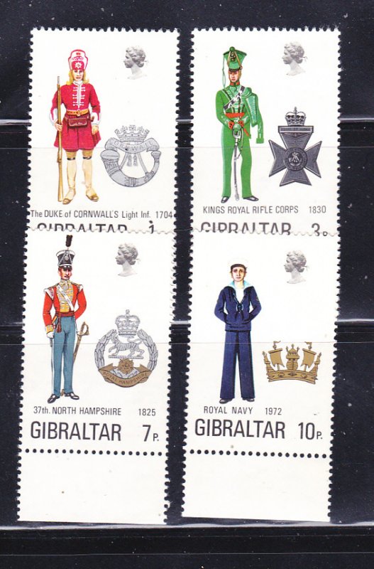 Gibraltar 286-289 Set MNH Military Uniforms (B)