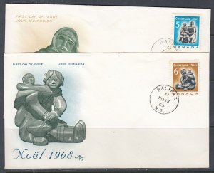 Canada Scott 488-9 FDC - Christmas 1968