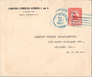 Dominican Republic 2c Vasquez 1929 Santo Domingo, Dominicana to Chicago, Ill....