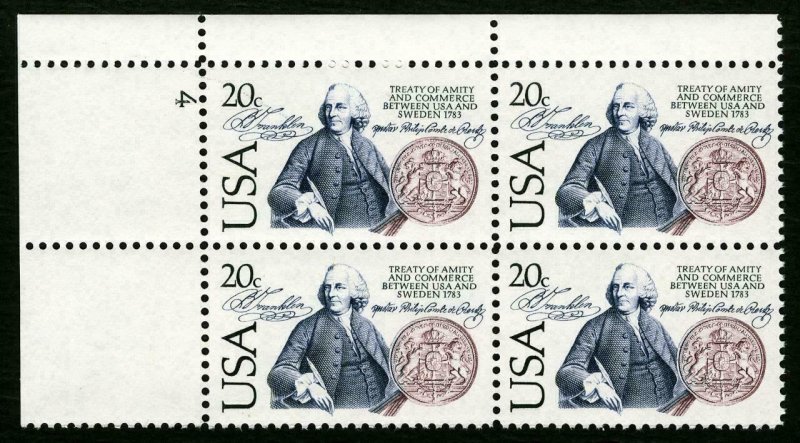 ALLYS STAMPS US Plate Block Scott #2036 20c Sweden [4] MNH F/VF [STK]