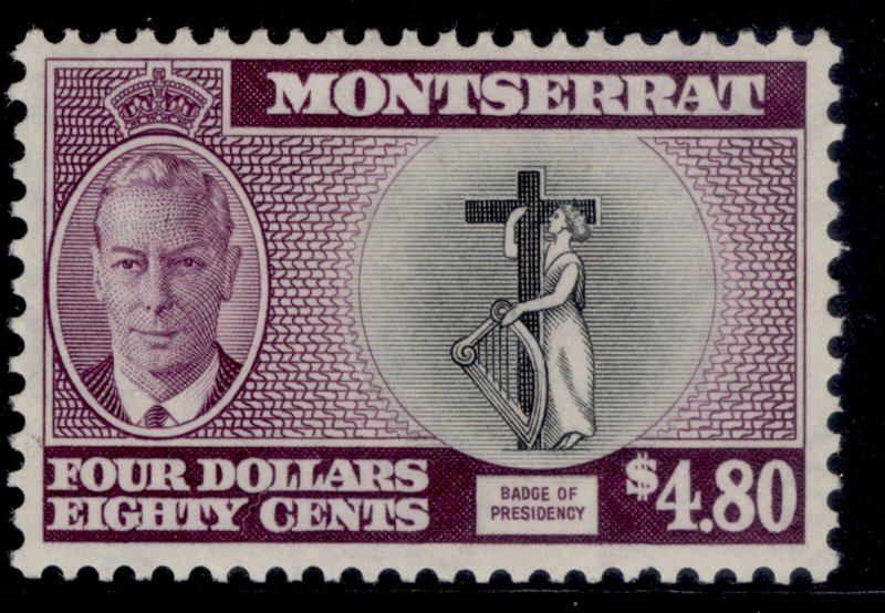 MONTSERRAT GVI SG135, $4.80 black & purple, NH MINT. Cat £30.