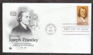 US 2038 Joseph Priestly 1983 PCS U/A FDC 