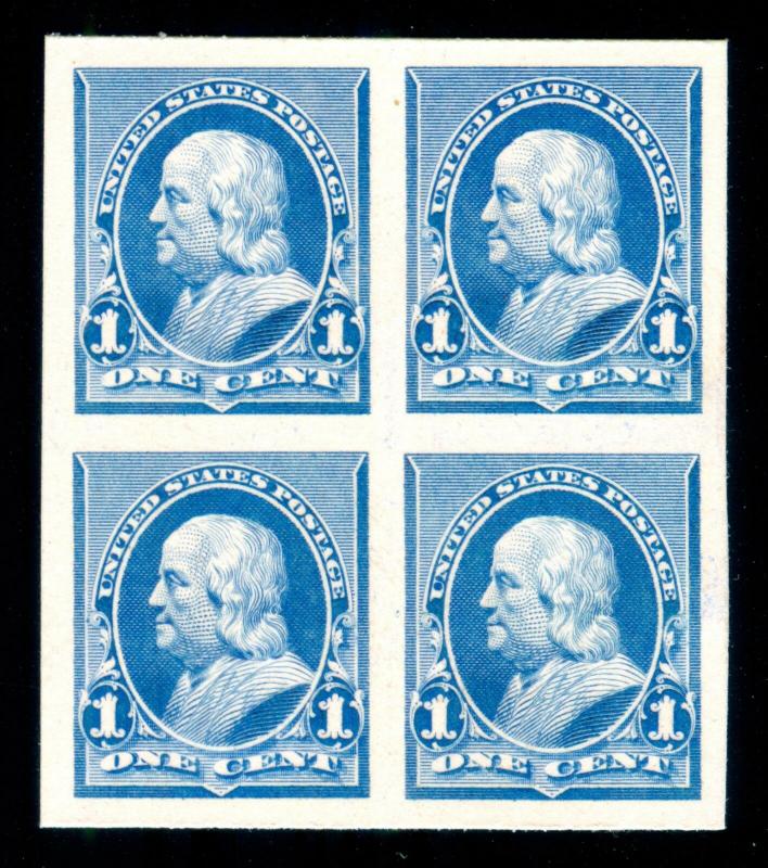 MOMEN: US STAMPS #219P4 PLATE PROOF ON CARD SUPERB 