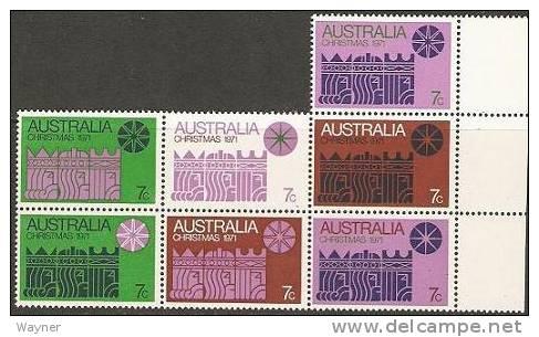  Australia 1971 Scott 508 Christmas Block of 7 MNH 