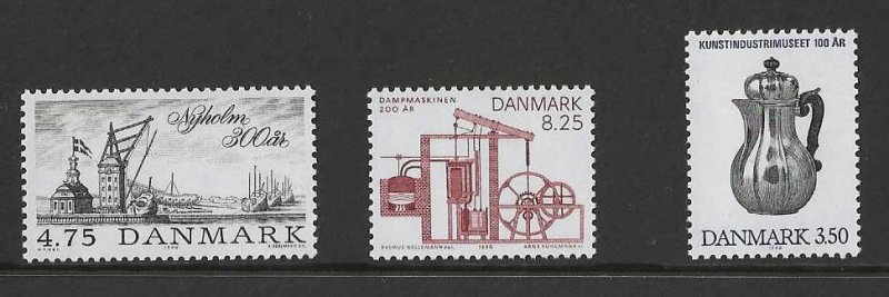 Denmark #911-13 MNH singles, various designs, issued 1990
